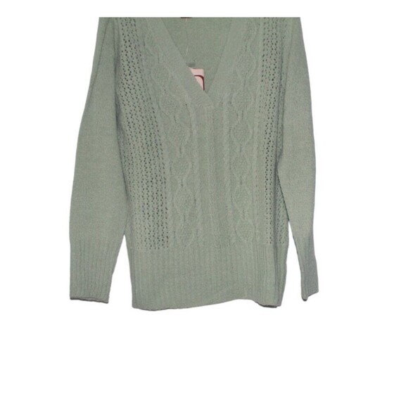 Bandolino Sweater V Neck Pullover Green Women's Large NWT - Picture 3 of 5
